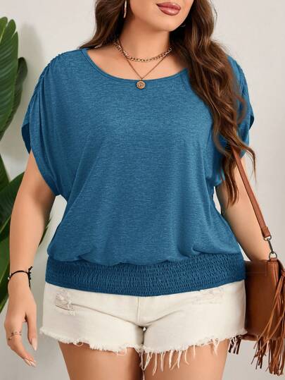 SHEIN LUNE Plus-Size Colorful Easter Loose Round Neck T-Shirt, Casual Holiday Style With Tightened Hem