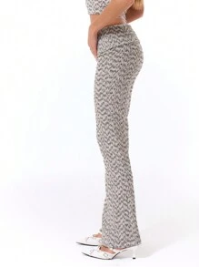 MUSERA 褶皱纹理弹力翻边裤，90年代夏季性感伊比沙岛风，适合度假、夜店、休闲度假等场合。 - 彩色 - 查看 4