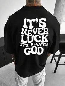 Manfinity LEGND 大尺碼男士簡約印花圓領短袖T恤 - 黑色 - 查看 6