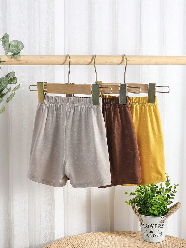 Baby Boy's Solid Color Casual Shorts With Patch Detail, Simple Style For Summer