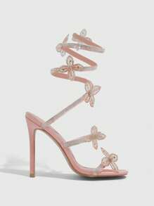 CUCCOO SZL Woman Shoes Atin Rhinestone Decor Strappy Sandals For Spring And Summer