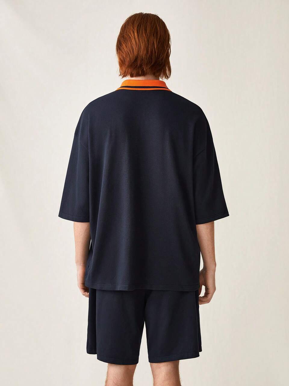 Knitted Casual Polo Shirt And Shorts Set