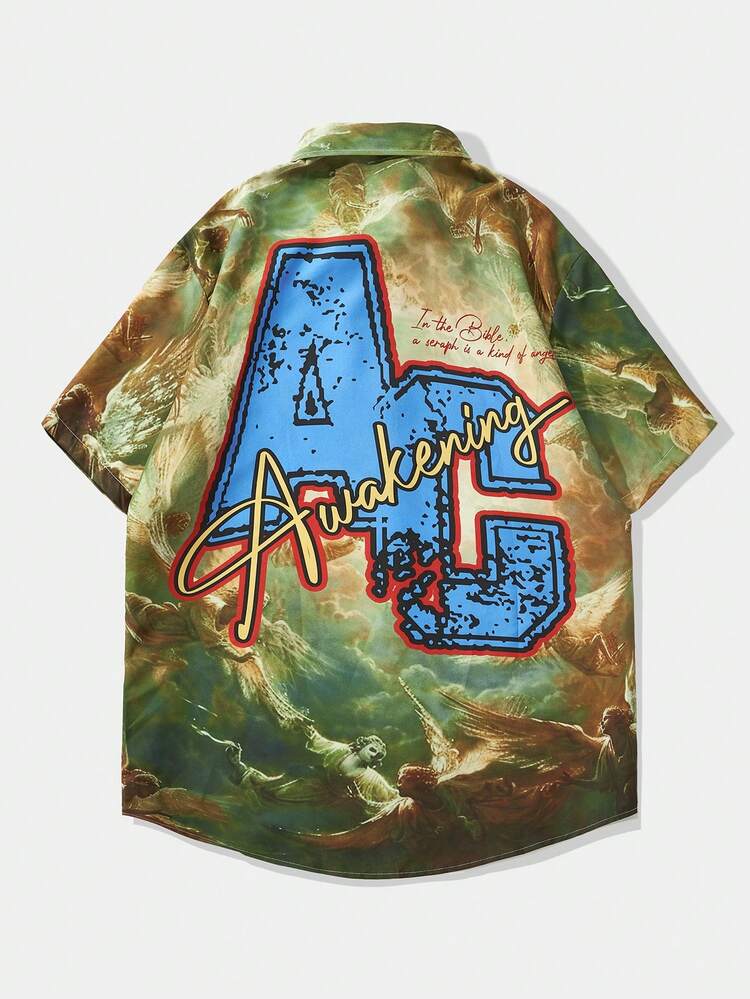 Men's Printed Short Sleeve Shirt,Suitable For Daily Wear In Spring And Summer