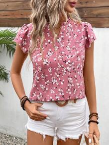 SHEIN VCAY Plus Size Women's Random Printed Short Sleeve Shirt - Multicolor - View 6