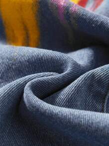 SHEIN Jean ample décontracté de couleur imprimé étoile pour garçon jeune, sac leger, à la mode pour quotidien et été, vêtements d'été mignons pour l'école - Bleu azur - Voir 10
