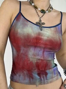 INAWLY 女士夏季時尚水洗染身緊剪裁背心上衣 - 彩色 - 查看 1