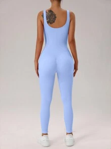 SHEIN Sport Studio Enterizo de ajuste fino para gimnasio y fitness de mujer de unicolor
