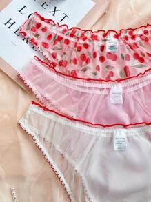 PetitDoll PetitDoll 3 Stück/Set Große Größen Kontrast Mesh Farbblock Besatz Höschen Unterwäsche