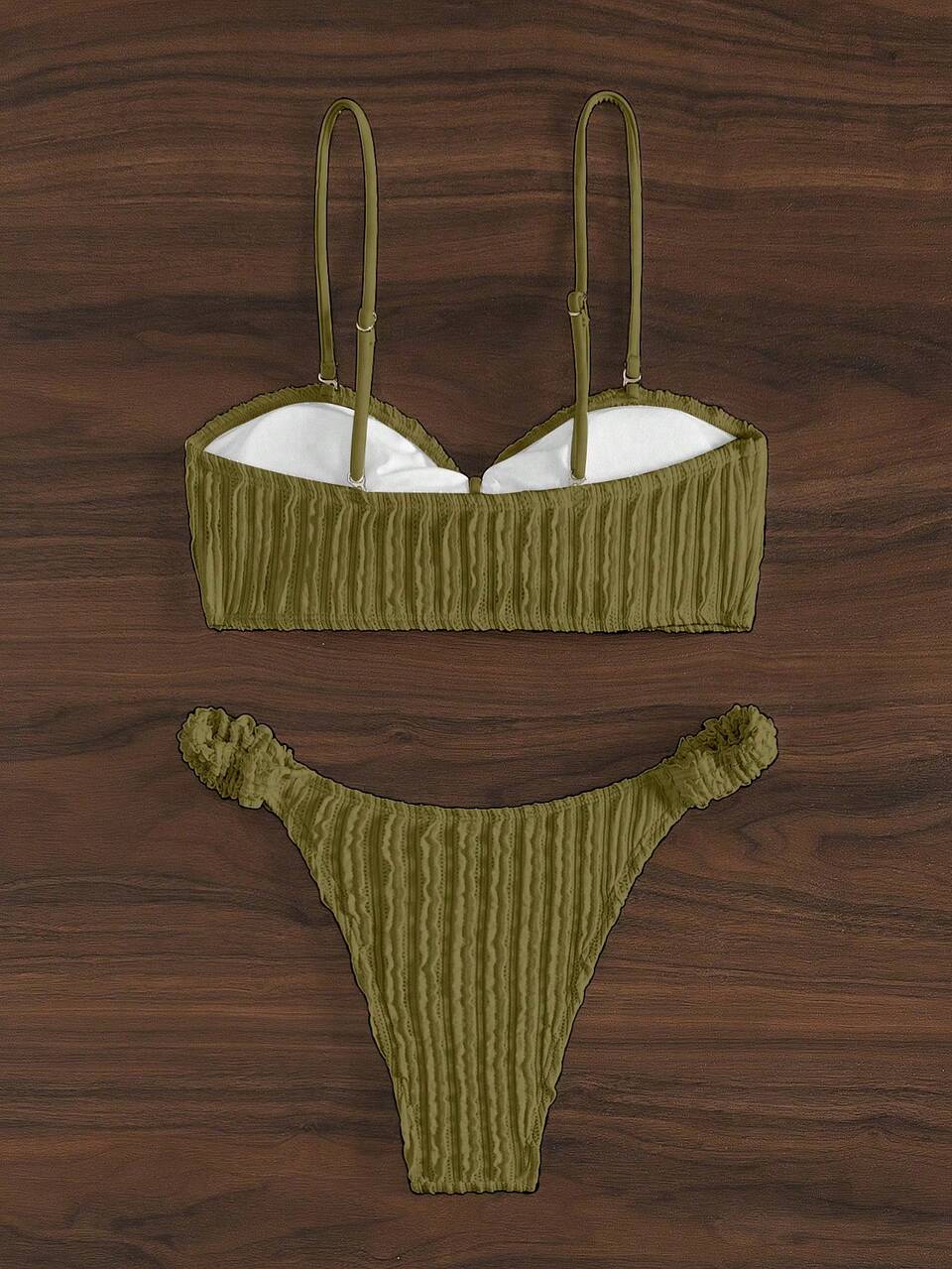 Women Solid Color Front Tie Sexy Bikini Set For Vacation,Summer Beach