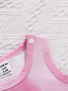 女童夏季裝扮幼兒無袖渐層色上衣和鈴鐺底部花邊褲子套裝 - 淺粉色 - 查看 3