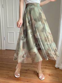 DAZY Chân váy mùa hè bằng vải chiffon in họa tiết dành cho nữ, kiểu dáng lễ Phục sinh. - màu xanh lá - Xem 3