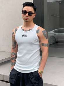 DAZY Męski bezrękawnik na co dzień z nadrukiem w litery i nadrukiem - Biały - Zobacz 8