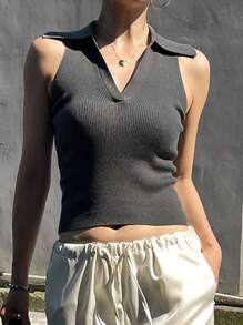 DAZY Sommerliches Damen-Lässig-Top mit schmaler Passform und gekürztem Schnitt in einfarbiger Gestaltung