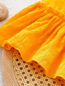 SHEIN Young Girl Yellow Textured Fabric Fashion Camisole Top - Yellow - View 6