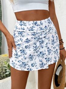 Breezaya Women's Ditsy Floral Tie Knot Skort For Vacation - Multicolor - View 7