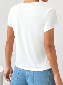 SHEIN EZwear Women's Casual Short Sleeve T-Shirt With Cupcake Print, Summer