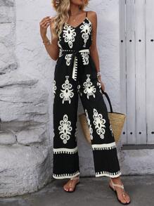 Breezaya Women's Fashion Printed Jumpsuit With Spaghetti Straps - Multicolor - View 4