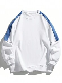 Men's Fashionable Round Neck Simple Style Sweatshirt - trắng - Xem 2
