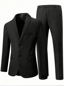 Manfinity Mode Men Solid Color Simple Suit Set