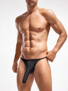 黑色性感低腰針織丁字褲 - 黑色 - 查看 5