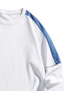 Men's Fashionable Round Neck Simple Style Sweatshirt - trắng - Xem 4