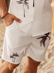 Manfinity RSRT Men Coconut Tree Printed Beach Vacation Short Sleeve Shirt And Shorts Set - Multicolor - View 6