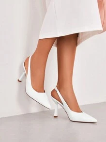 SHEIN X Lucía Bellido CUCCOO BIZCHIC Giày nữ thời trang hở lưng cao gót có quai trước Giày cưới cho mùa hè Giày cao gót tốt nghiệp Giày cao gót dự tiệc Giày đi nghỉ Giảm giá mùa hè Giày cơ bản thanh lịch Giày công sở thường ngày Giày công sở sang trọng Giáng sinh Mùa thu Năm mới Ngày lễ - trắng - Xem 2