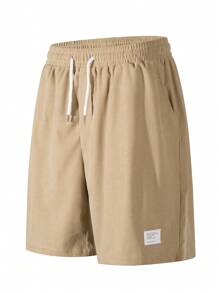 Men Corduroy Casual Shorts, Versatile Knee-Length Shorts - Màu be - Xem 4