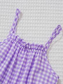 2 pièces ensemble de combishort décontracté pour bébé filles pour le printemps/été, adapté pour la maison et l'extérieur - Multicolore - Voir 3