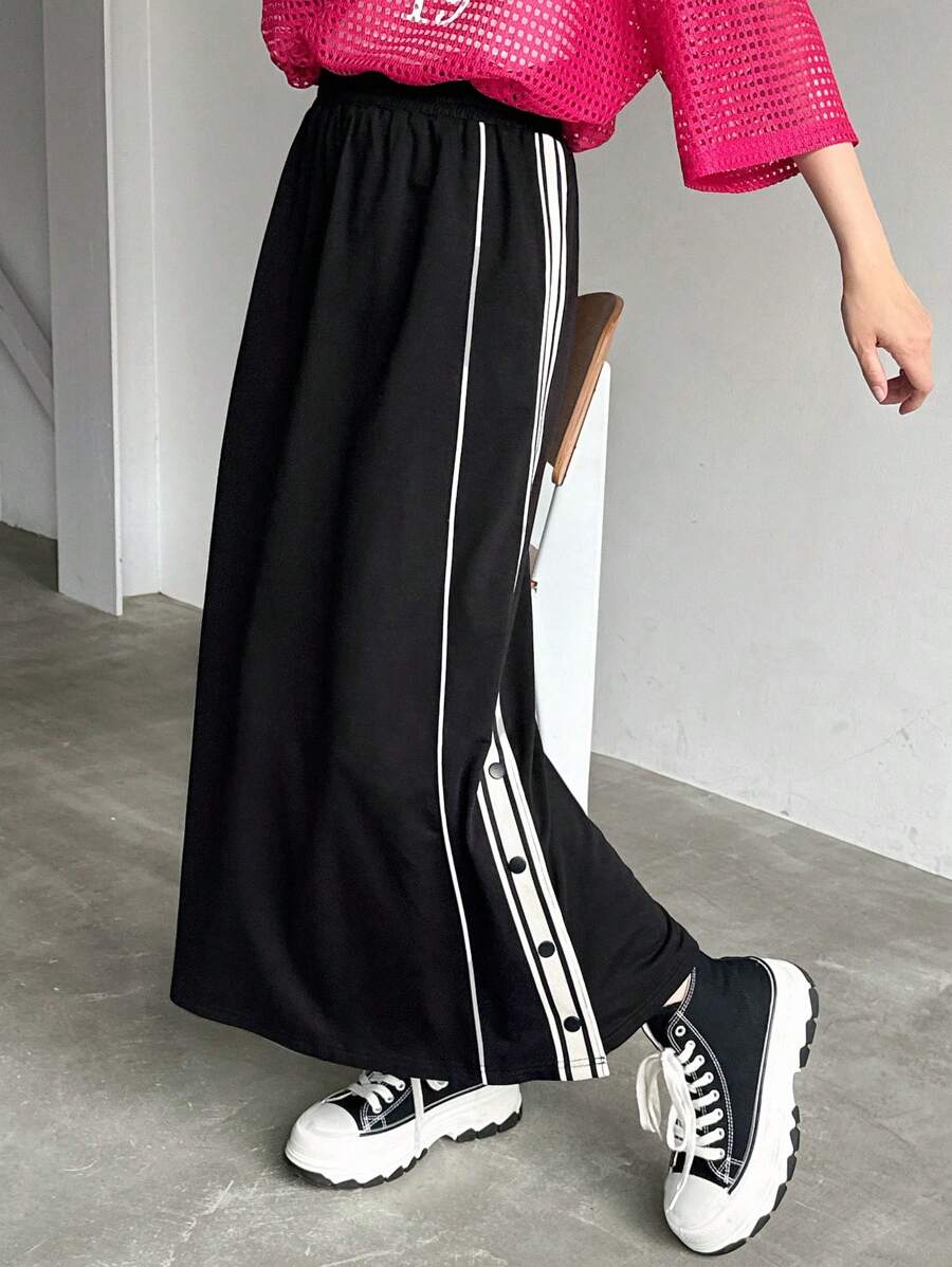 FRIFUL 女士拼色簡約日常裙 - 黑色 - 查看 1