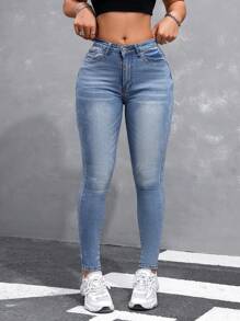 Jeanoix Jeans casuales ajustados para mujer con bolsillos, para uso diario
