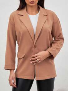 EURMUSE Ladies' Single-Breasted Suit Jacket - Bronze - View 3