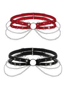 Accesorio de cadena metálica de la serie punk exótica de talla grande, conjuto de 2 piezas - Multicolor - Ver 1