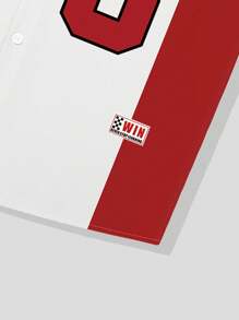 ROMWE MEN Prep Áo Sơ Mi Jersey Ngắn Tay Thường Ngày Cho Nam Có Khối Màu & In Chữ Và Số, Mùa Hè - Nhiều màu - Xem 7