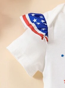 Atuendo versátil de estilo de princesa con diseño artístico de estrellas rayadas impresas para bebé niña con estilo moda - Multicolor - Ver 7