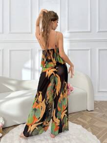 Snug Zone 女士隨機印花性感背心短褲睡衣套裝 - 黑色 - 查看 2