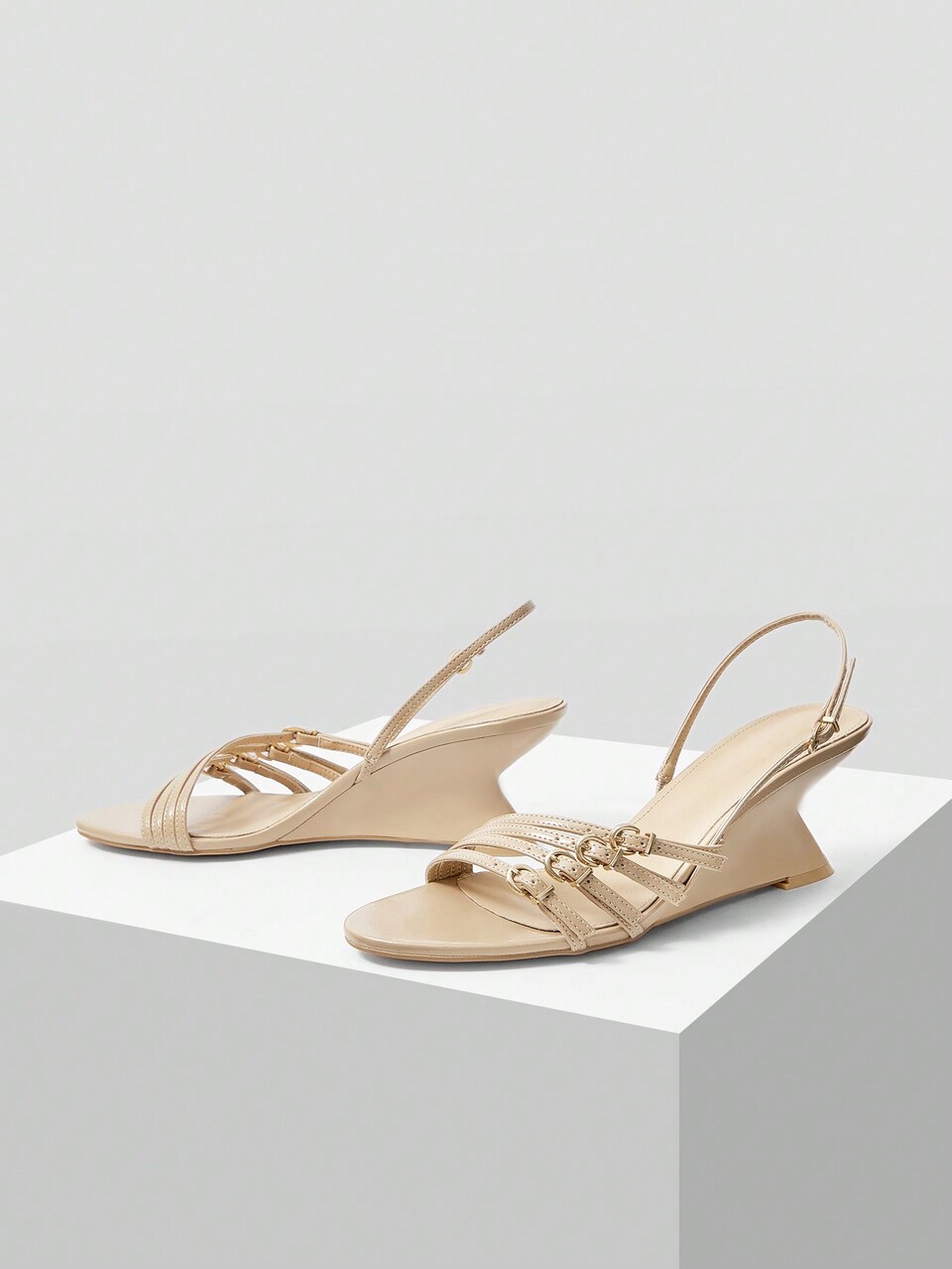 MOTF WOMEN'S PEEP TOE WEDGE HEELED SANDALS IN APRICOT VACATION SHOES SUMMER