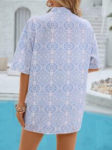 SHEIN VCAY Floral Printed Summer Cardigan & Tie-Front Shorts Casual Vacation Style 2pcs Outfits