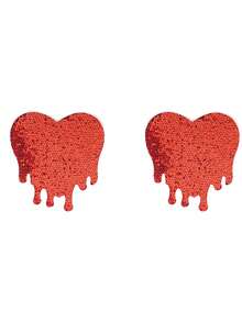 Accesorio de lencería para mujeres - Cubre pezones con forma de corazón brillante y de moda - Rojo - Ver 4