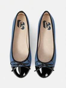 CUCCOO DOLLMOD Women Bowknot Decorated Simple Daily Flat Shoes - Blue - View 6