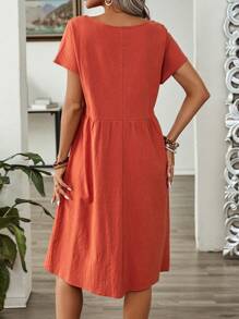 EMERY ROSE Vestido de cuello redondo casual de verano para mujer