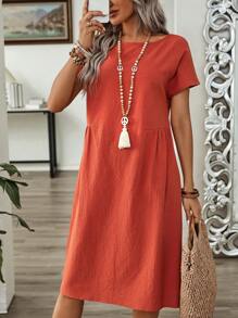 EMERY ROSE Vestido de cuello redondo casual de verano para mujer