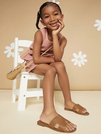 Mini mi Kids Solid Color New Summer Casual Fashion Non-Slip Flat Sandals