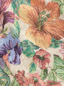 Flirla Plus Size Holiday Floral Jacquard Patchwork Halter Neck Dress - Multicolor - View 4