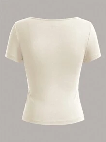 SHEIN EZwear 3 件套女士方领短袖短款上衣，夏季休闲修身 T 恤 - 彩色 - 查看 6