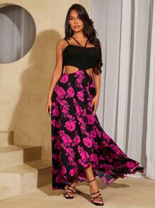 SHEIN SXY Mono casual y simple de mujer estilo BOHO con estampado floral para uso diario en vacaciones de verano en la playa