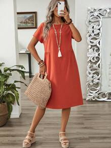 EMERY ROSE Vestido de cuello redondo casual de verano para mujer