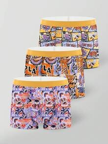Men's Stylish Printed Boxer Briefs, Pack Of 3 - Multicolor - View 3