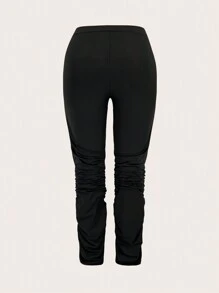 Slaydiva 修飾收腰高腰窄腿褲 - 黑色 - 查看 2