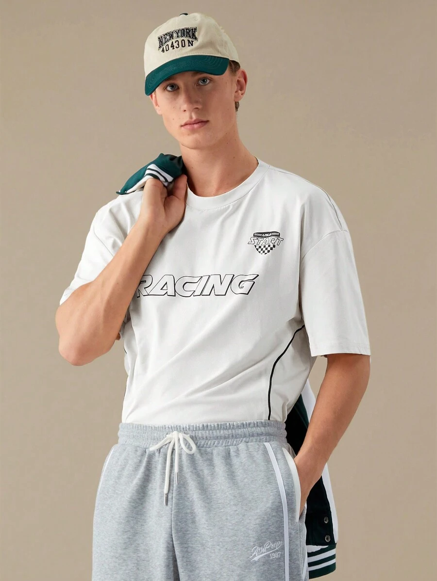 Manfinity VCAY Men Casual Letter Graphic Drop Shoulder Tee